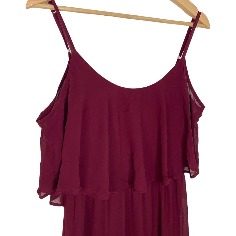 Caitlin Ruffle Maxi Dress Burgundy Show Me Your Mumu Medium - Picture 3 of 7